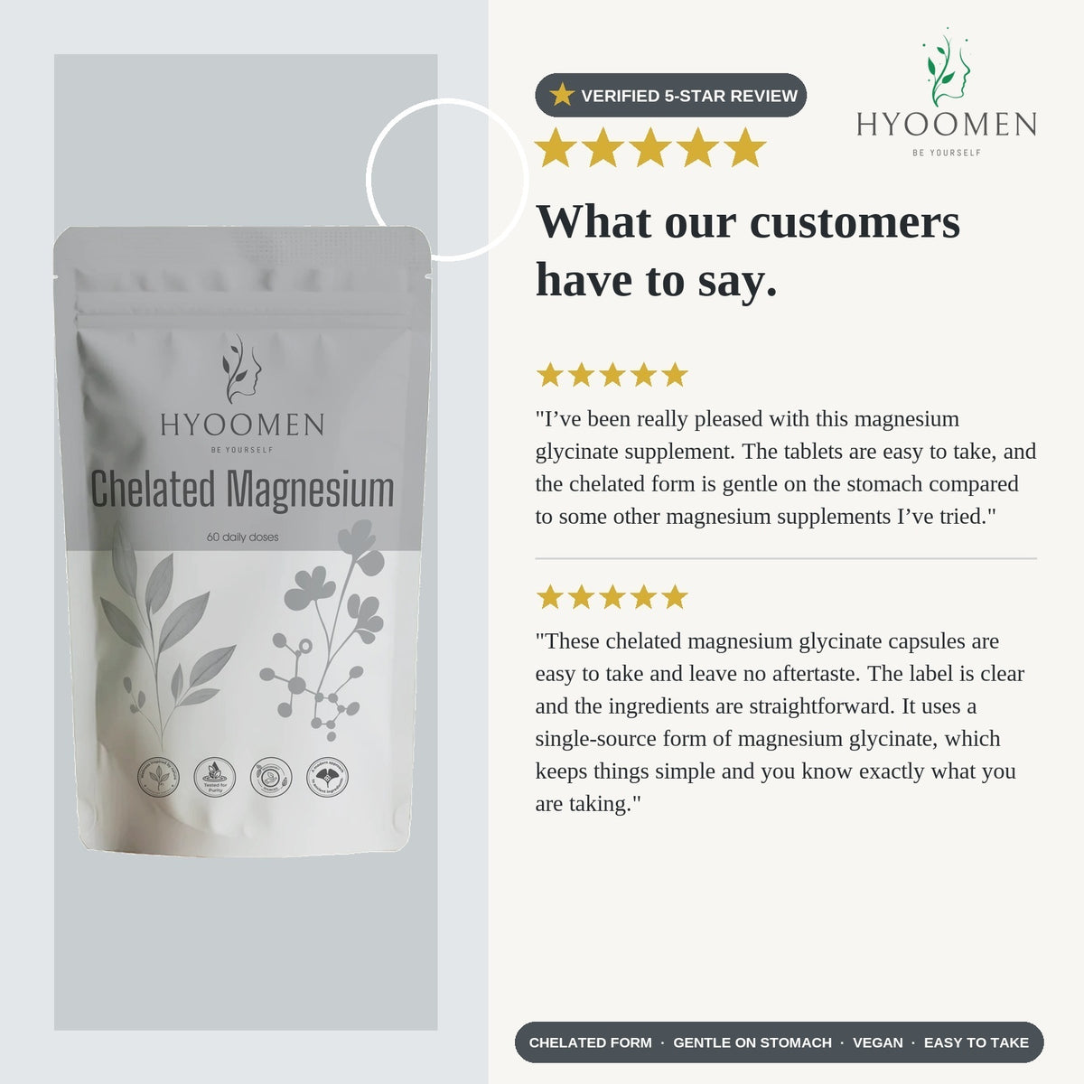 Hyoomen Chelated Magnesium customer review graphic