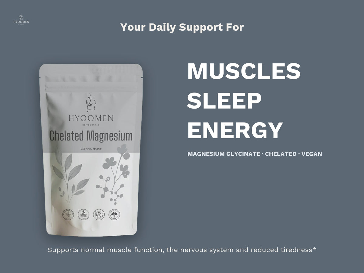 Hyoomen Chelated Magnesium product information graphic