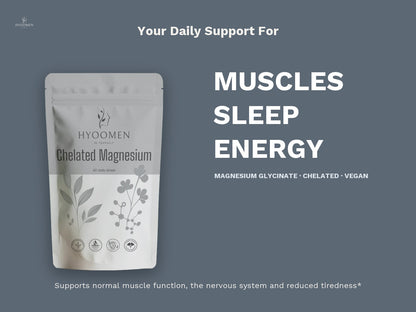 Hyoomen Chelated Magnesium product information graphic